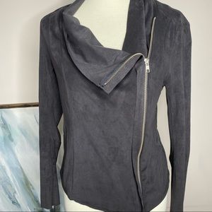 Lavender Brown black vegan suede moto jacket | Lg